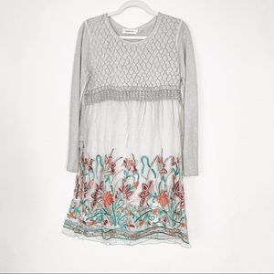 Simply Couture Layered Floral Embroidered Midi Boho Dress Size Medium